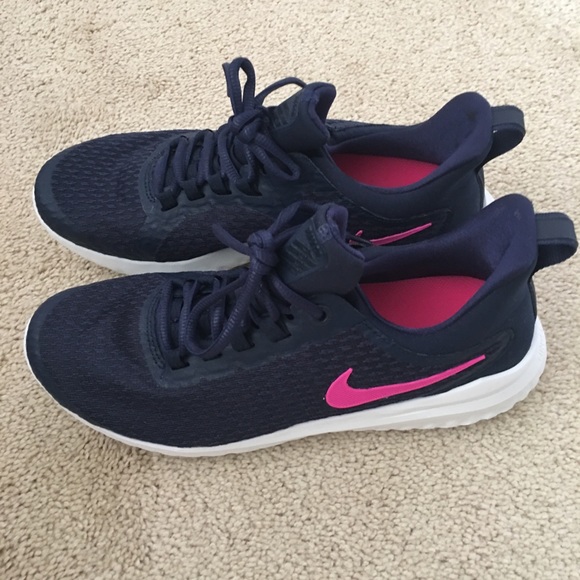 pink and navy nike shoes